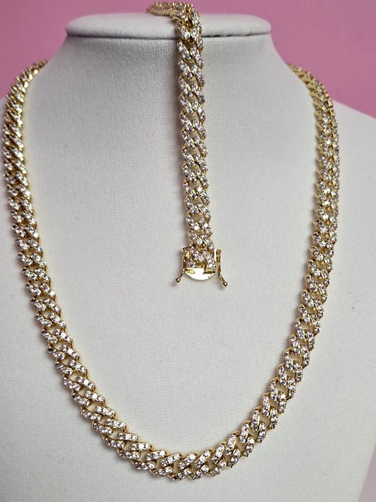 Icey Cuban Link Necklace & Bracelet Set