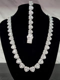 Icey Heart Necklace & Bracelet Set