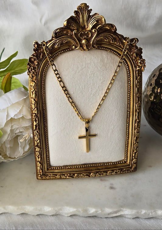 Faith Solid Gold Plated 18" Cross Pendant Necklace